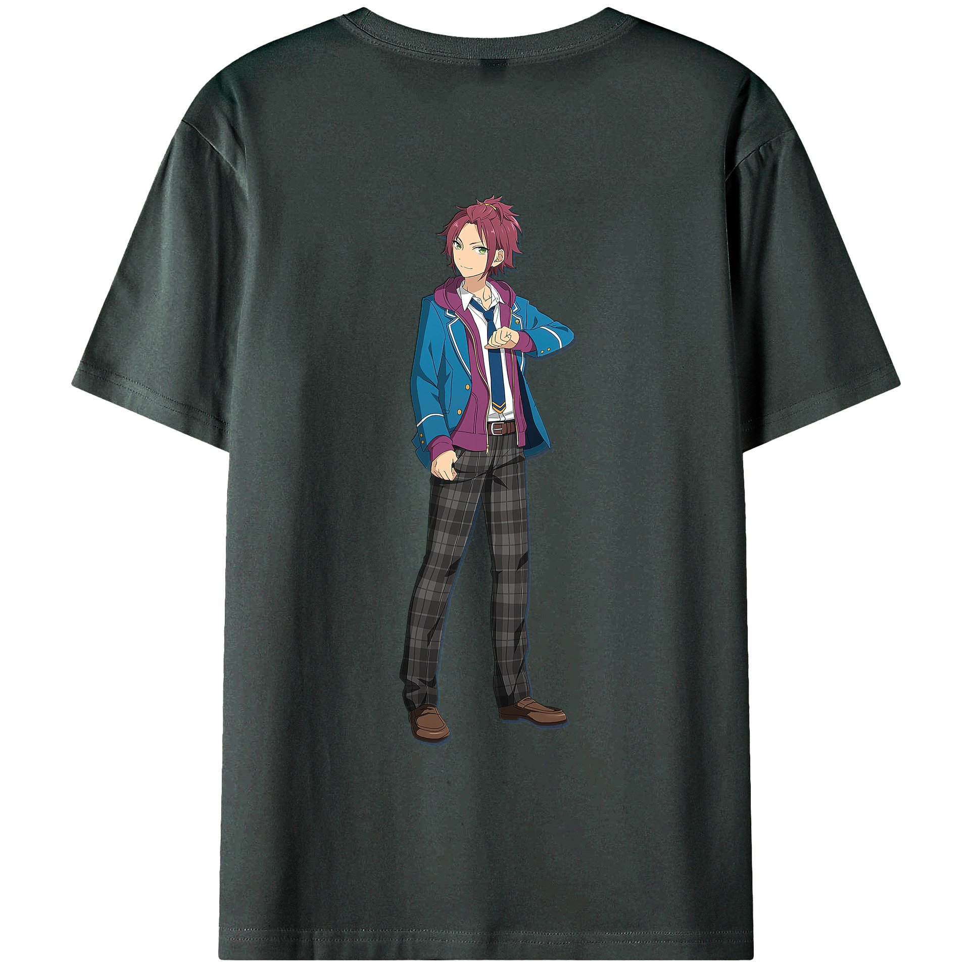 （画像用） あんさんぶるスターズ! Ensemble Stars 綿100％ メンズ半袖Tシャツ（バックプリント） 通気性